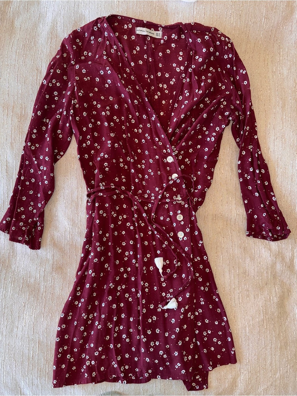 Floral Wrap Mini Dress in Burgundy